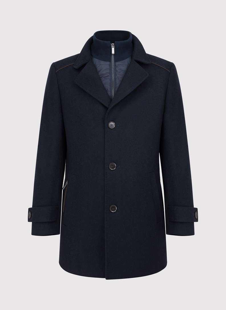 Wełniany płaszcz męski w kolorze granatowym