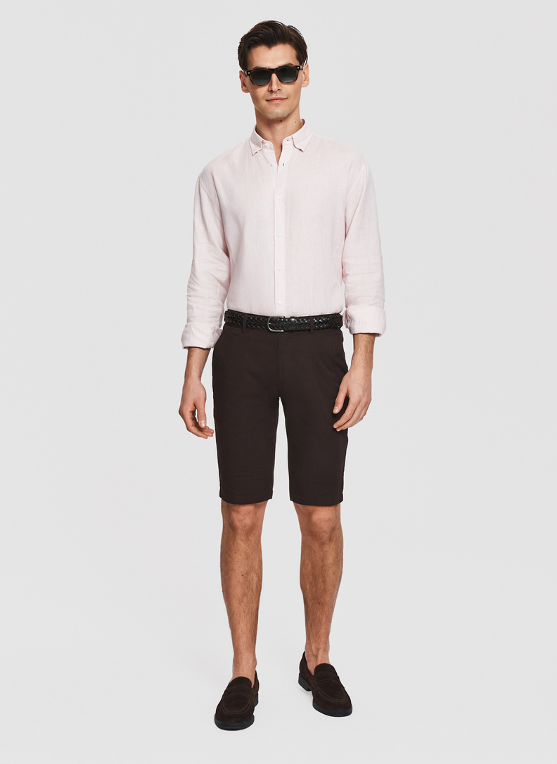 Lniana koszula męska w kolorze różowym