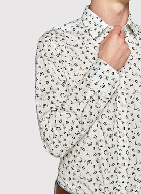 Biała koszula męska w zielone motylki