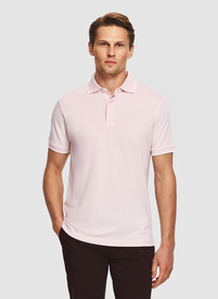 Różowy t-shirt polo z bawełną