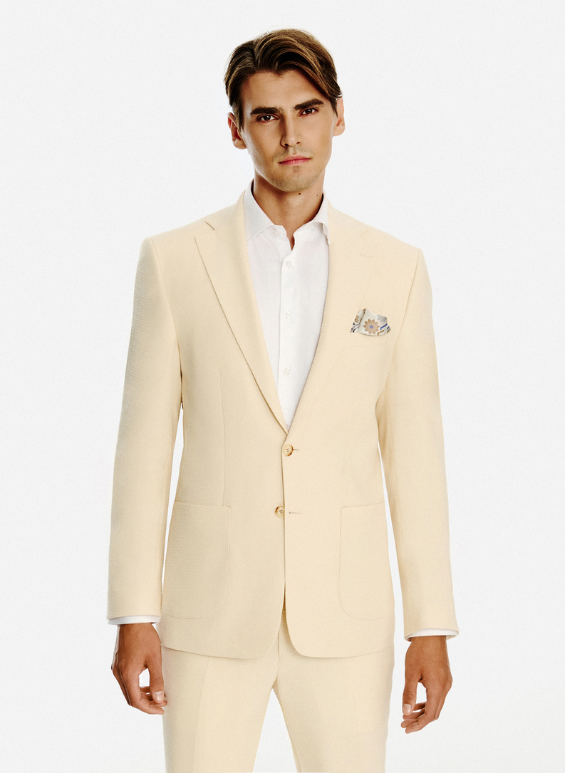 Jasnobeżowa marynarka garniturowa 