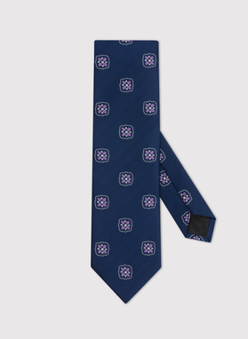 Granatowy wzorzysty krawat męski