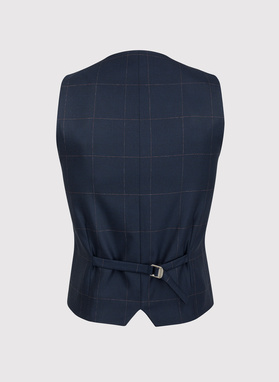 Granatowa kamizelka garniturowa w kratę Windowpane