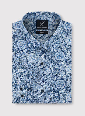 Koszula w kwiatowy wzór na granatowym tle