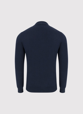 Granatowy sweter męski polo z zamkiem