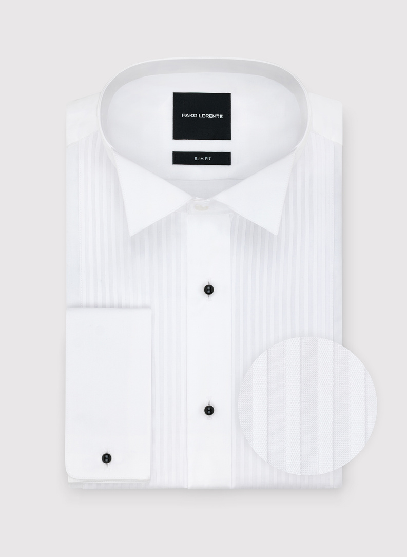 Biała smokingowa koszula męska