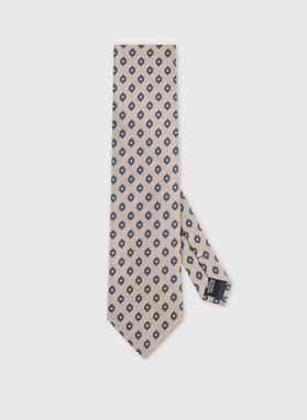 Beżowy krawat w mikrowzór