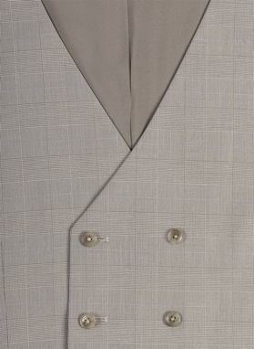 Szara dwurzędowa kamizelka w kratę