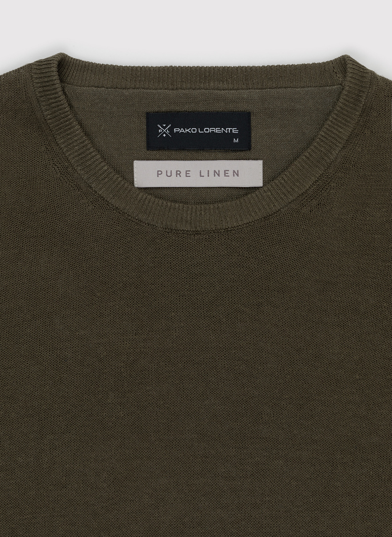 Zielony lniany sweter 