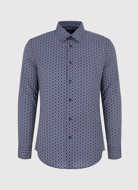 Granatowa koszula męska w biały wzór
