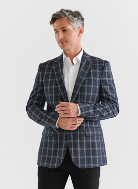 Granatowa casualowa marynarka męska w kratę