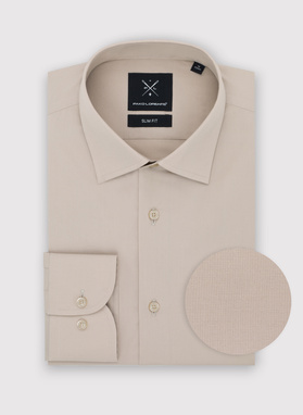 Beżowa koszula męska długi rękaw