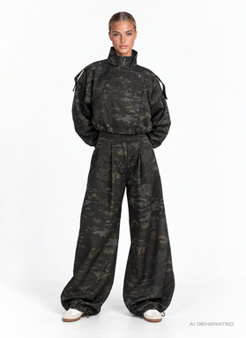 Spodnie moro COMMAND PANTS czarno-zielone