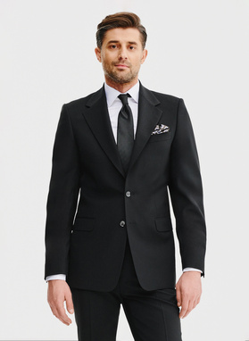 Wełniany czarny garnitur męski
