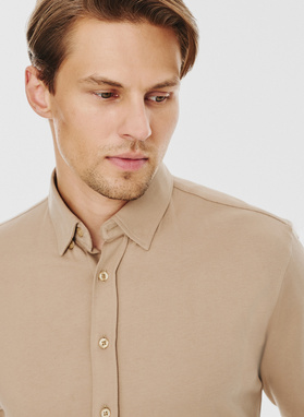 Beżowa bawełniana koszula męska