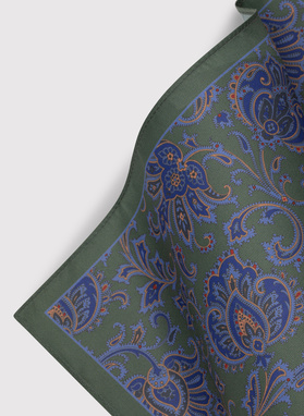 Zielona poszetka męska wzór kwiaty paisley