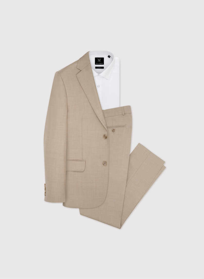 Beżowy garnitur męski