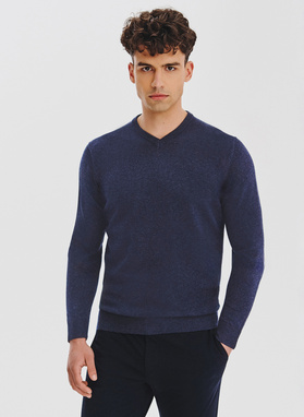 Granatowy sweter męski v-neck