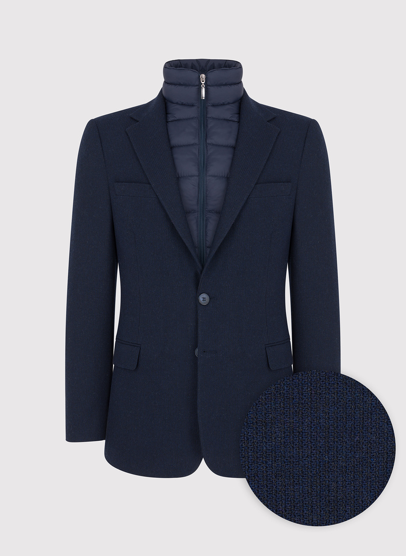 Granatowa marynarka męska z odpinaną podpinką