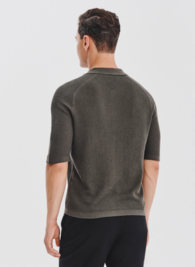 Zielone swetrowe polo z lnem