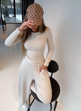 Komplet damski BARI LONG ecru sweterek