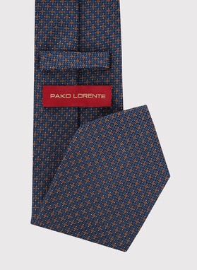 Jedwabny granatowy krawat mikrowzór