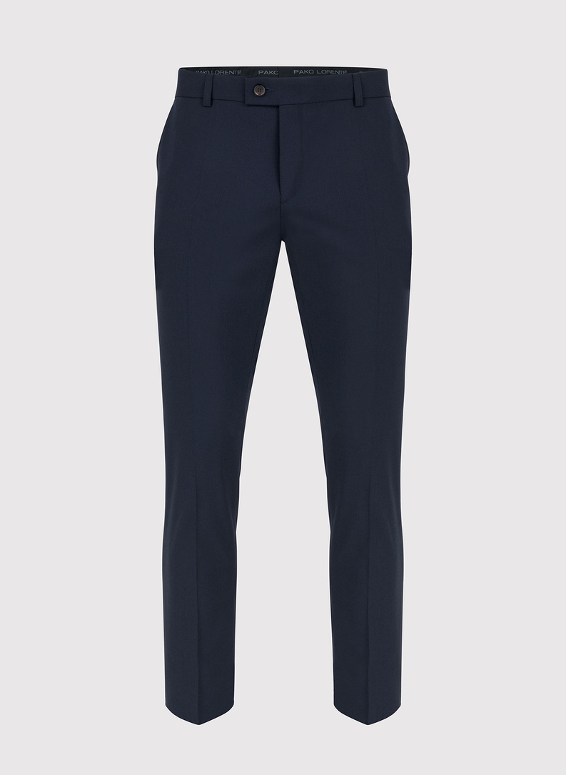 Gładkie granatowe spodnie garniturowe
