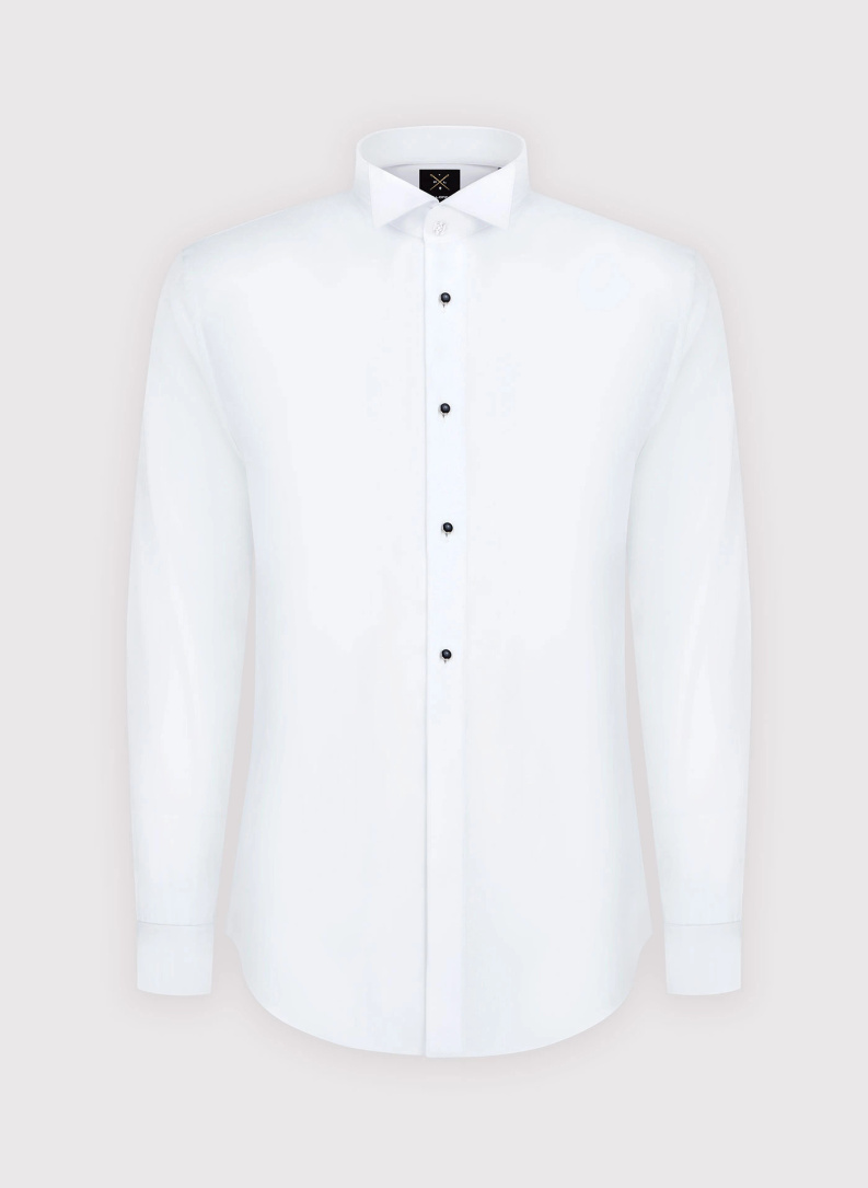 Biała smokingowa koszula męska