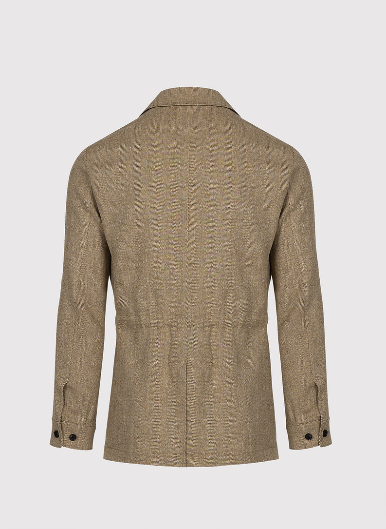 Lniana marynarka safari w kolorze beżowym