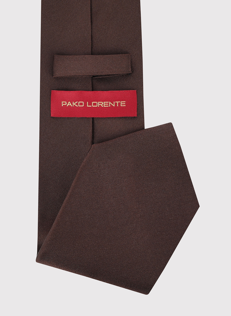 Brązowy krawat męski z jedwabiu