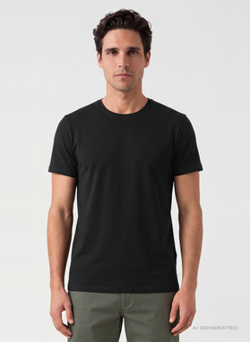 Czarny gładki t-shirt męski