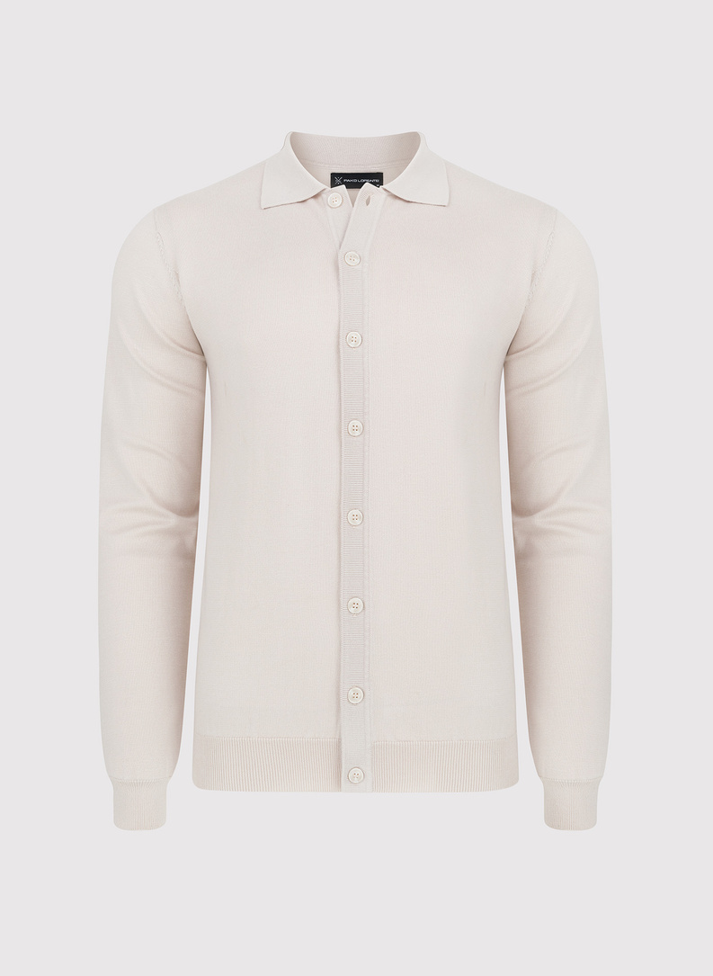 Beżowy kardigan z kołnierzykiem 