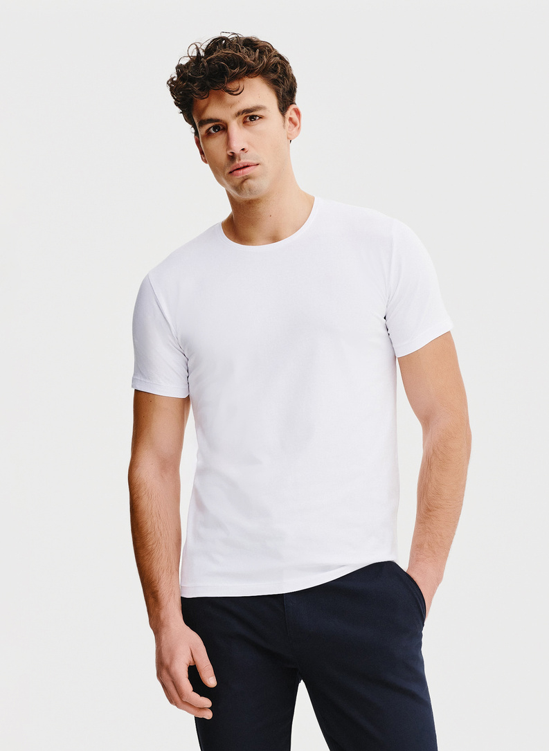 Biały gładki t-shirt męski