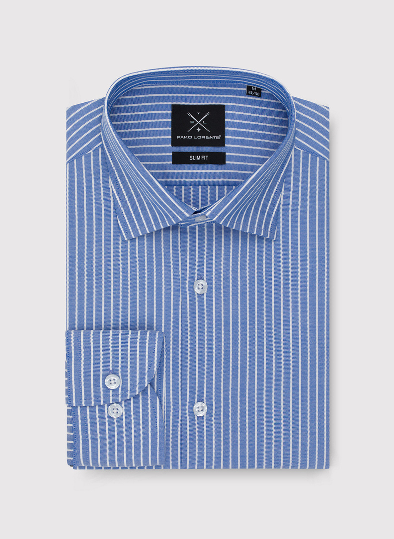 Niebieska koszula męska w paski
