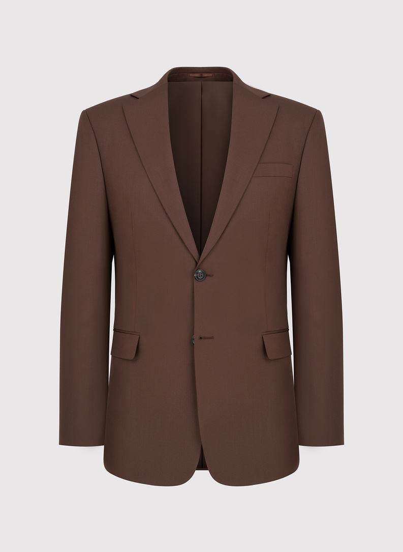 Gładki brązowy garnitur męski