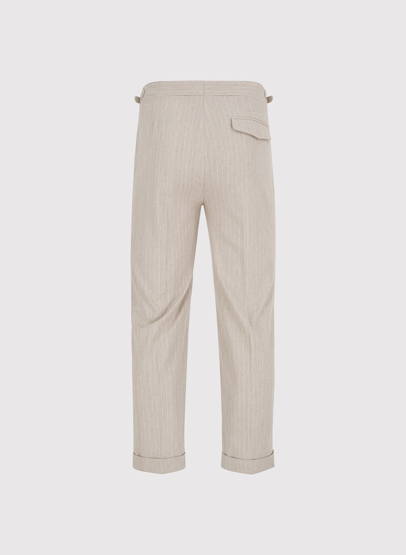 Spodnie męskie w prążek z lnem