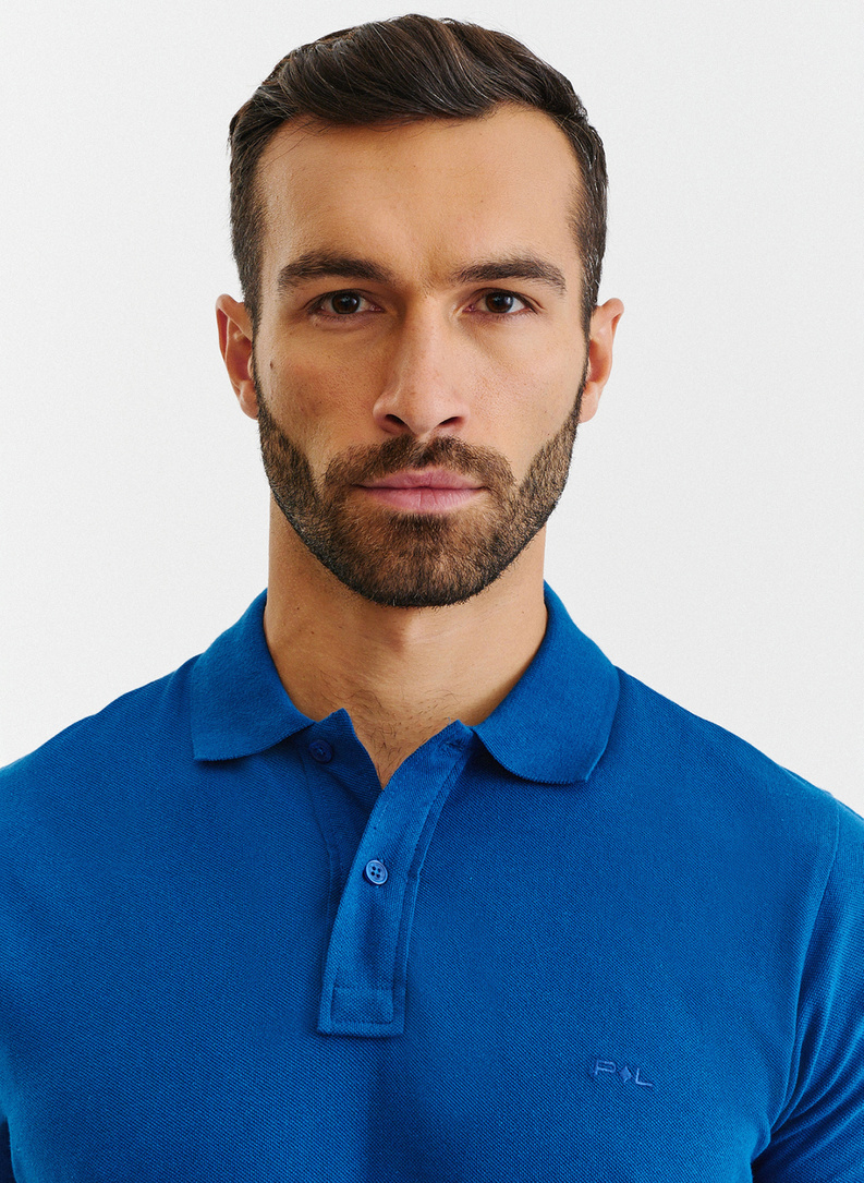 Gładki T-shirt polo w kolorze indygo