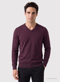 Ciemnofioletowy sweter v-neck