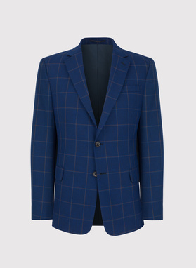 Granatowa marynarka casualowa w kratę