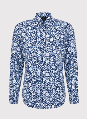 Granatowa koszula w białe kwiaty