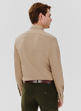 Beżowa bawełniana koszula męska