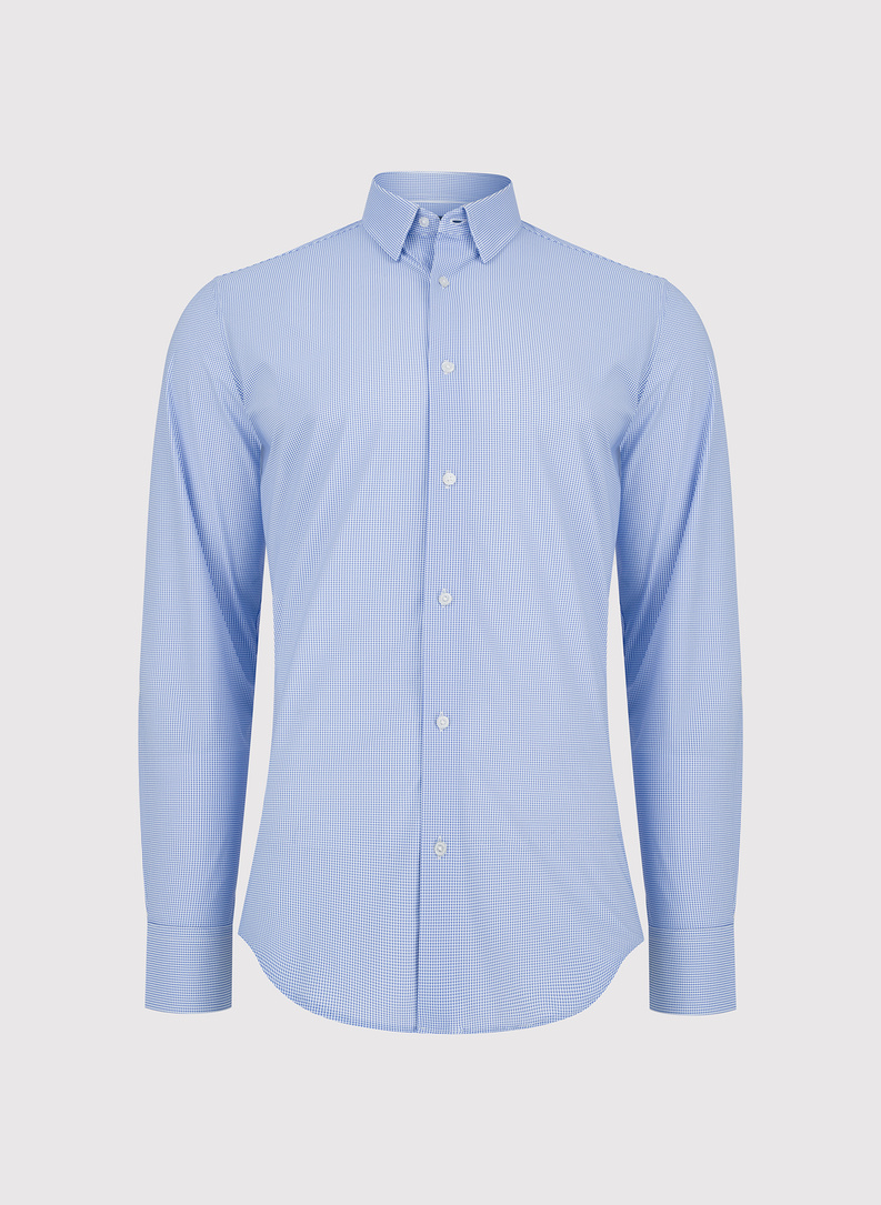 Niebieska dzianinowa koszula w pepitkę