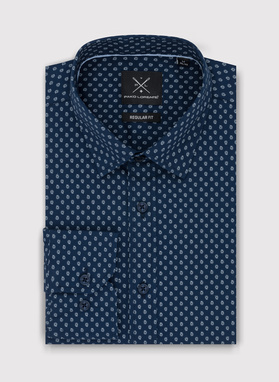 Granatowa koszula o prostym kroju we wzór paisley