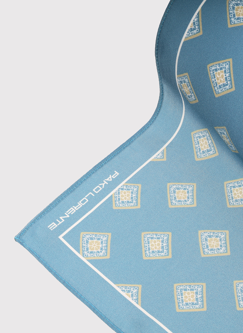 Niebieska poszetka męska w romby