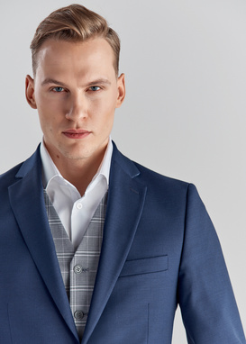 Gładki niebieski garnitur MERALD