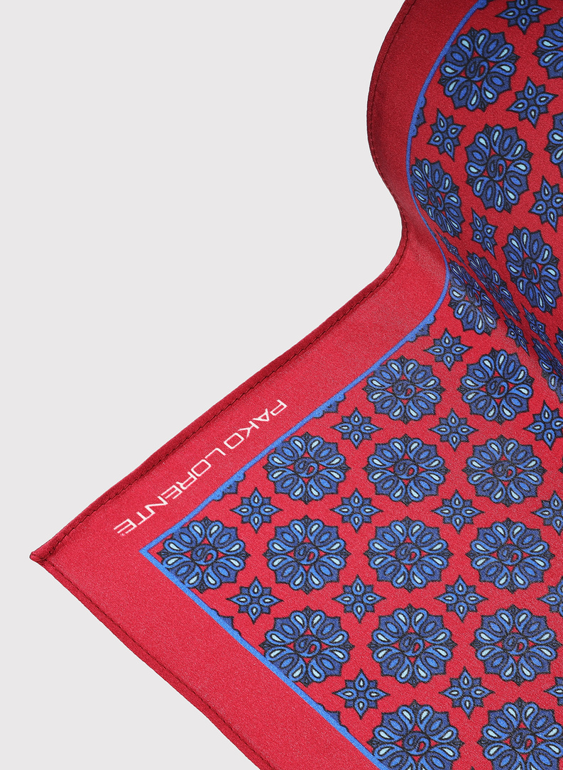 Czerwona poszetka męska we wzorki