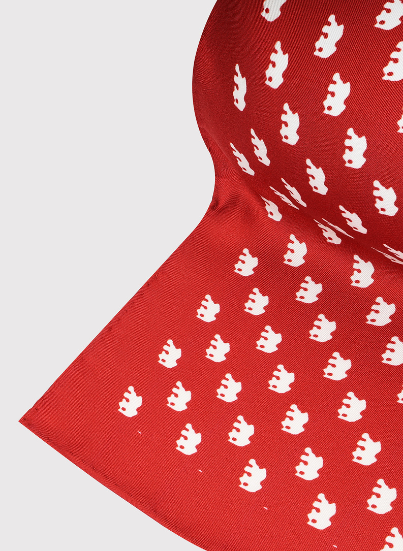 Czerwona poszetka męska we wzór