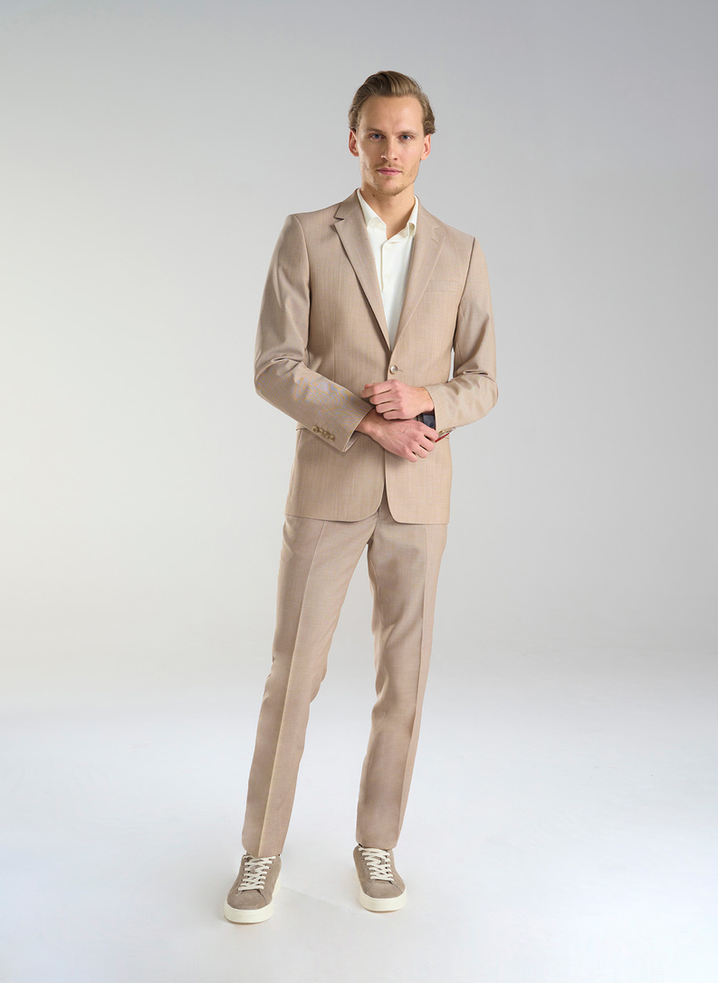 Beżowe wełniane spodnie męskie 