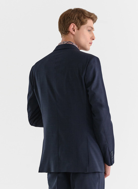 Granatowy garnitur w kratę Windowpane