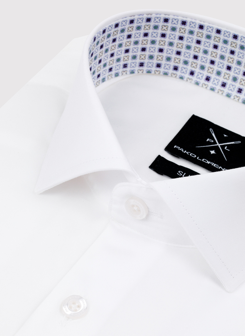 Biała koszula męska z kontrastowym wykończeniem